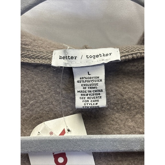 Better Together Sz Large Brown Beige Crop Zipper Hoodie Soft Pockets Athleisure - Picture 2 of 7